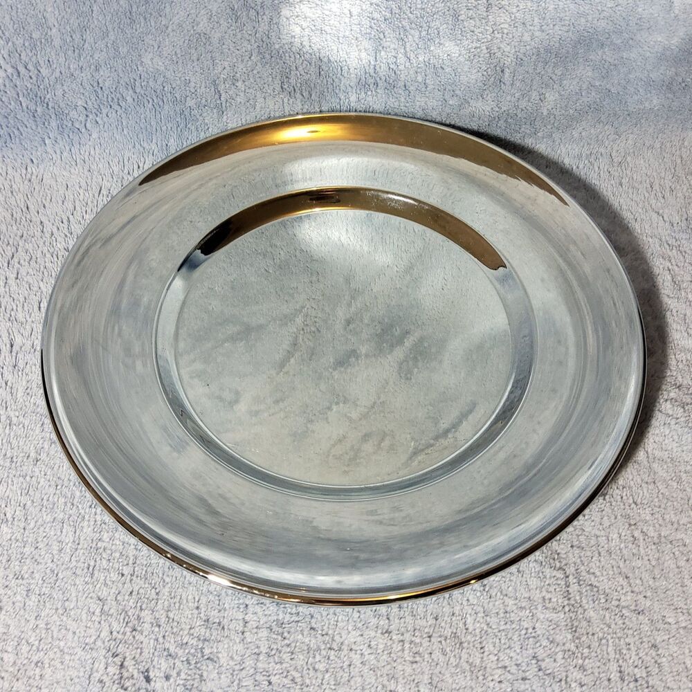 Vintage Japan Stainless Steel Round Plate 9" Camping Modernist Minimalist